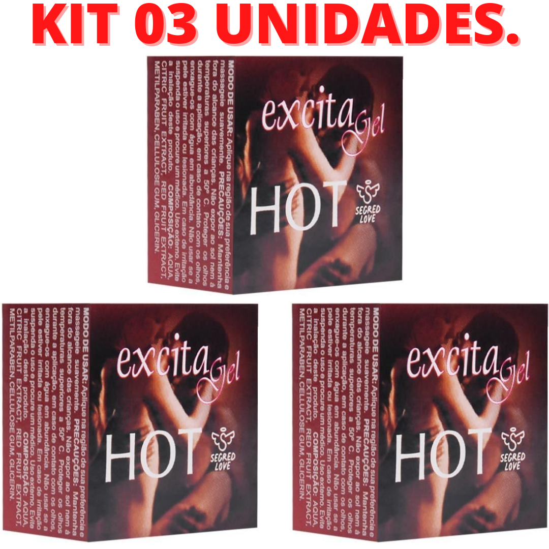 KIT 03 Pomada Hot Excita Em Gel vasodilatador 3G Segred Love - Imagem 2