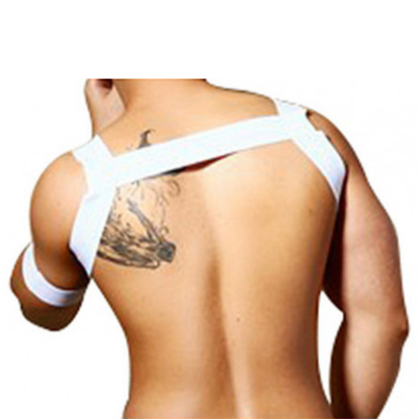 Arreio Masculino Harness Em Elástico Branco Com Bracelete - Image 2