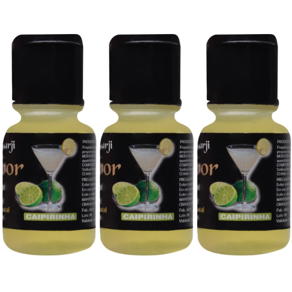 KIT 03 Gel Corporal Comestível Mais Sabor Hot Caipirinha 15ml Garji