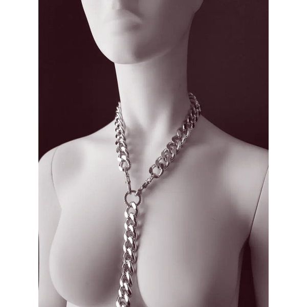 Colar Sexy Com Guia Algema Para Punhos em Correntes Prata - Image 5