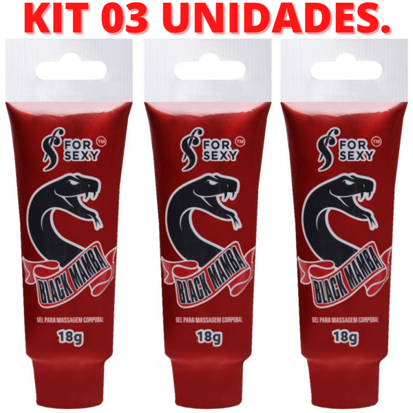 KIT 03 Black Mamba Gel Excitante Esquenta Esfria Vibra 18G - Image 2