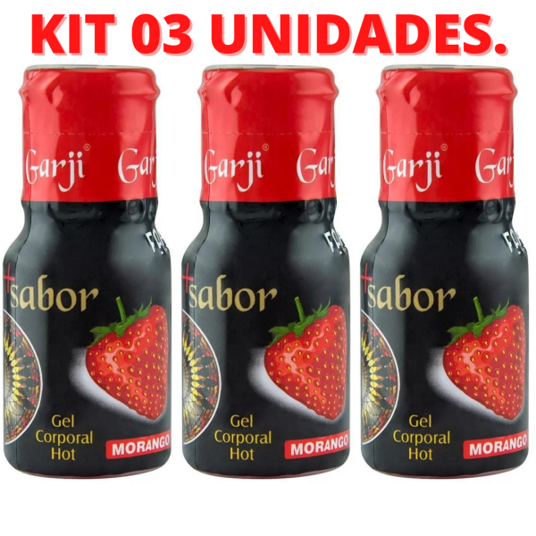 KIT 03 Gel Comestível Mais Sabor Hot Morango 15ml Garji - Image 2