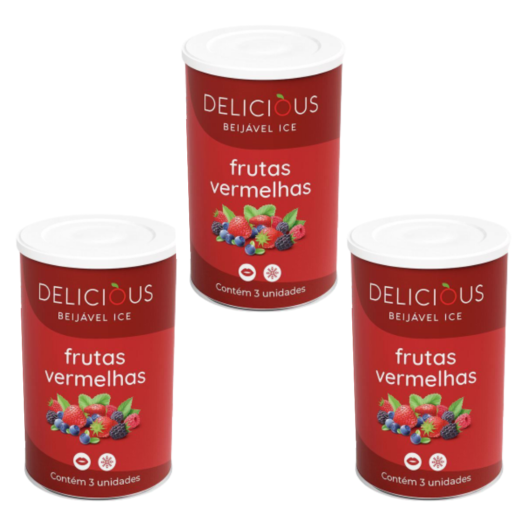 KIT 03 Bolinha Beijável No Sabor Frutas vermelhas 3 Unidades