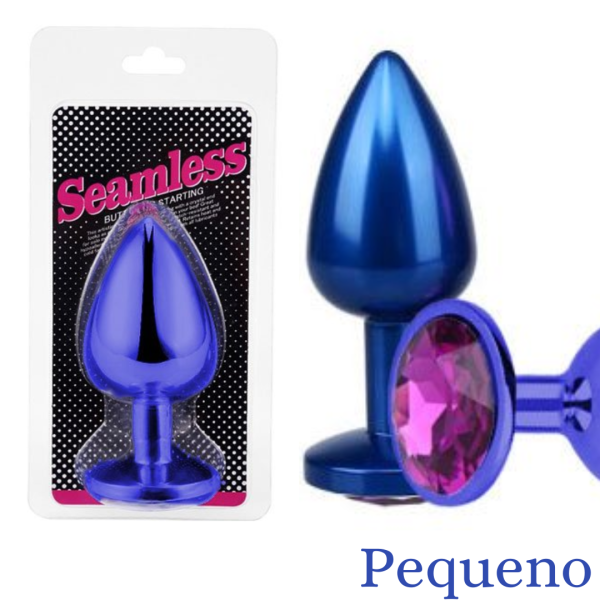 Plug Anal Tamanho P Na Cor Azul Com Joia SEAMLESS BUTT PLUG