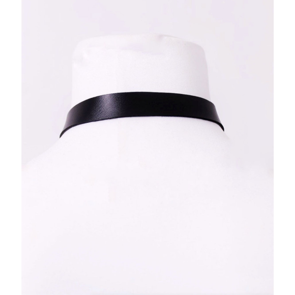 Colar Em Couro Branco Com Correntes Prata Mosquetão Ajustável - Image 5