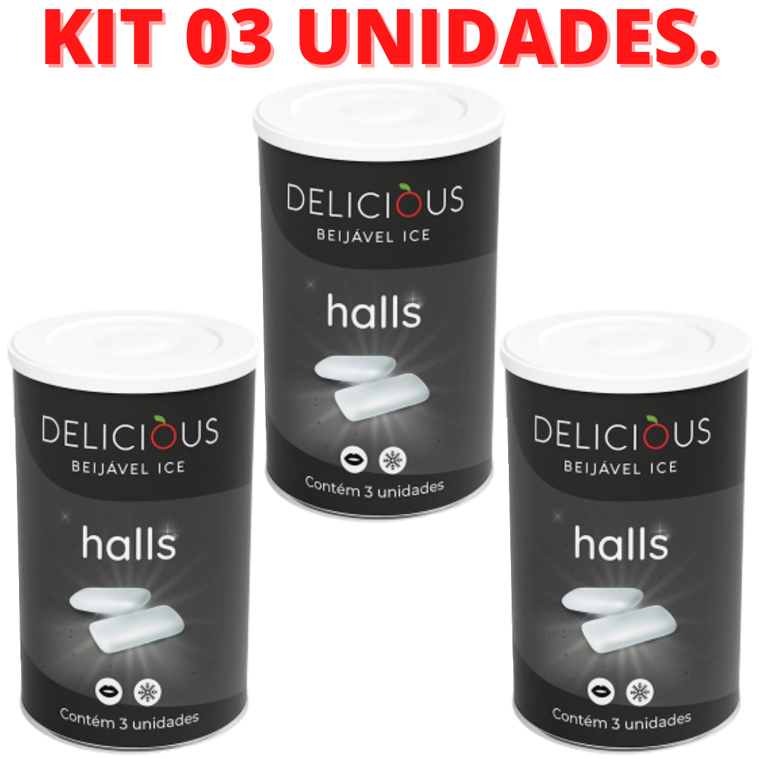KIT 03 Bolinha Beijável No Sabor Halls Preto 03 Unidades Delicious - Imagem 2