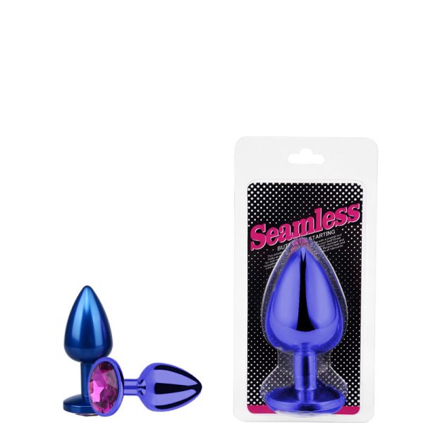 Plug Anal Tamanho P Na Cor Azul Com Joia SEAMLESS BUTT PLUG - Image 5