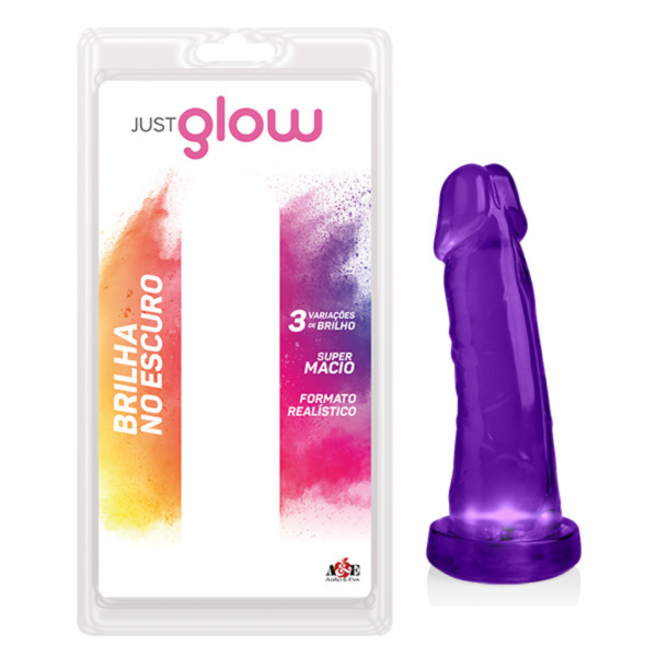 Pênis Realistico na Cor Lilás com Led – Just Glow 16cm