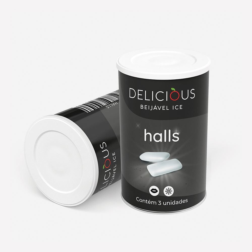 KIT 03 Bolinha Beijável No Sabor Halls Preto 03 Unidades Delicious - Imagem 4