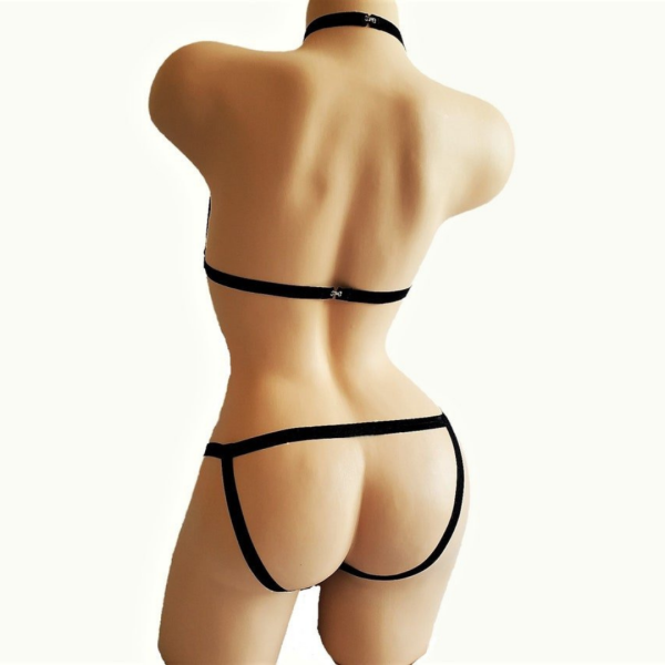 Body Conjunto Feminino em Elástico Vermelho Arnês Com Metais - Image 2