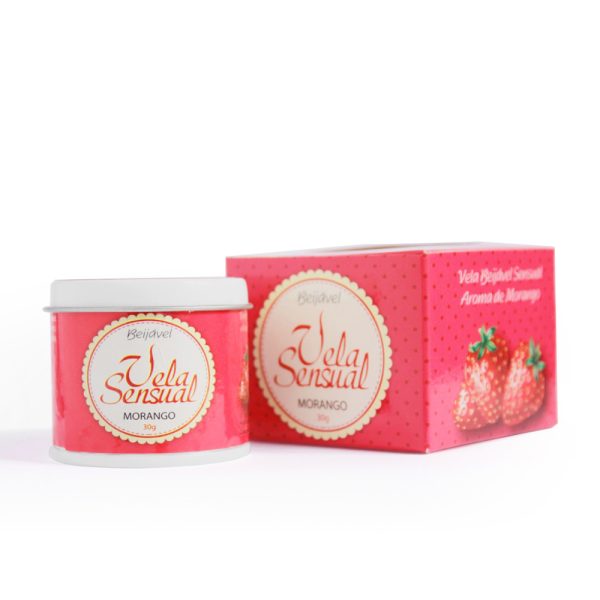 Vela Beijável Para Massagem Sensual no sabor de Morango