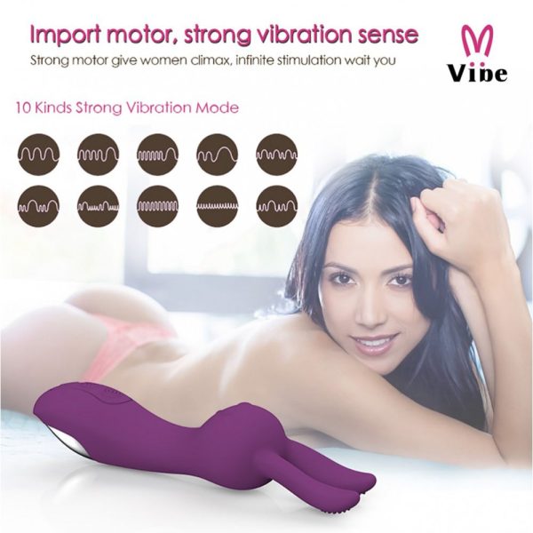Vibrador com estimulador de Clitóris em orelhas Recarregável - Image 9