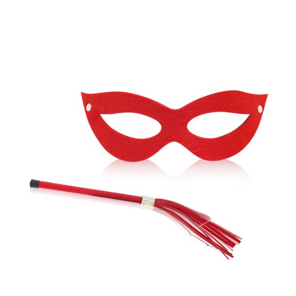 KIT Dominadora Com Mascara e Chicote na Cor Vermelha - Sado Fetiche