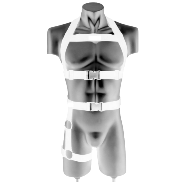 Arreio Harness Masculino Com Acessório Para Perna Elástico Branco