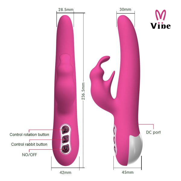 Vibrador Ponto G Rotativo Com Estimulador de Clitóris - USB - Image 2