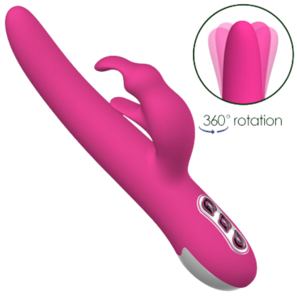Vibrador Ponto G Rotativo Com Estimulador de Clitóris - USB