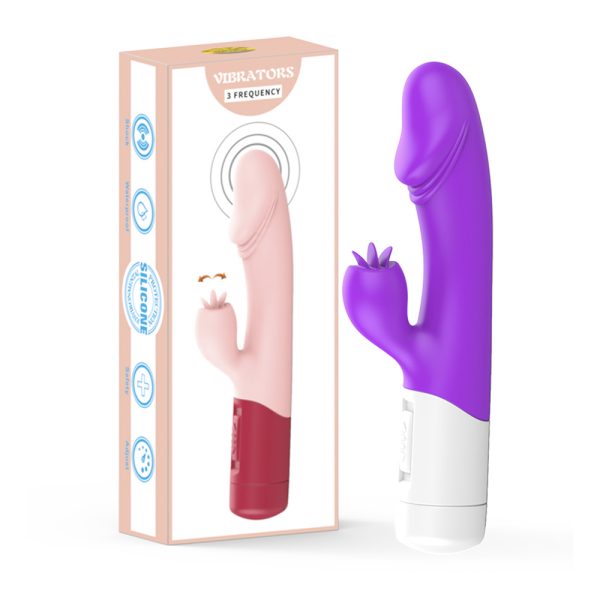 Vibrador com Estimulador de Clitóris em Silicone 2 Vibração