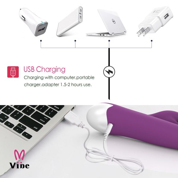 Vibrador Ponto G Rotativo Com Estimulador de Clitóris - USB - Image 6