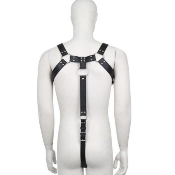 Arreio Peitoral Masculino Branco Com Anel Peniano 4cm e Metais - Image 2