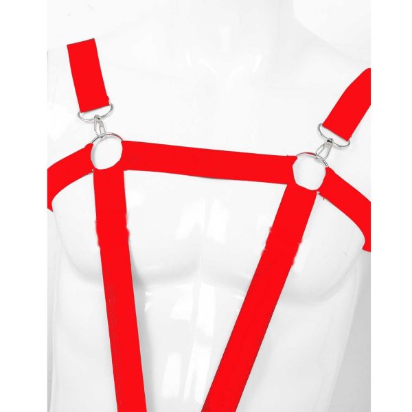 Suspensório Masculino Em Elástico Vermelho Com Anel Peniano 4cm - Image 4