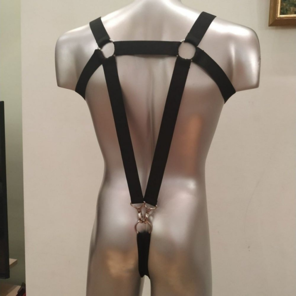 Suspensório Masculino Em Elástico Preto Com Anel Peniano 5,5 Cm - Image 2