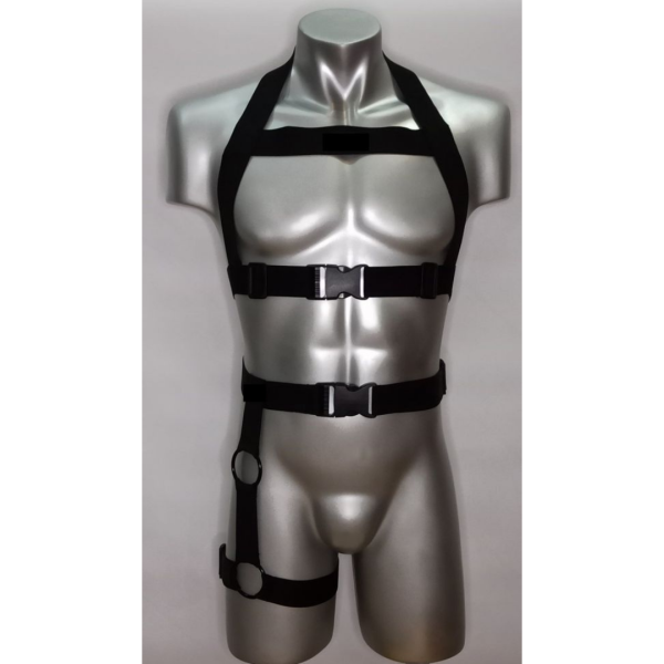 Arreio Harness Masculino Com Acessório Para Perna Elástico Preto