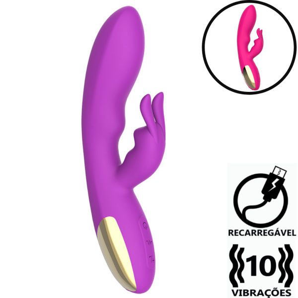 Vibrador Ponto G com Estimulador Coelhinho Recarregável
