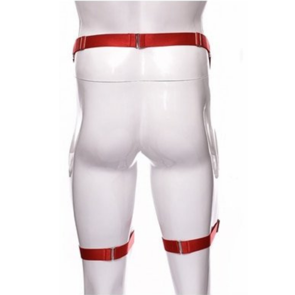 Cinto Harness Em Elástico Vermelho Com Perneira Ajustável - Image 2