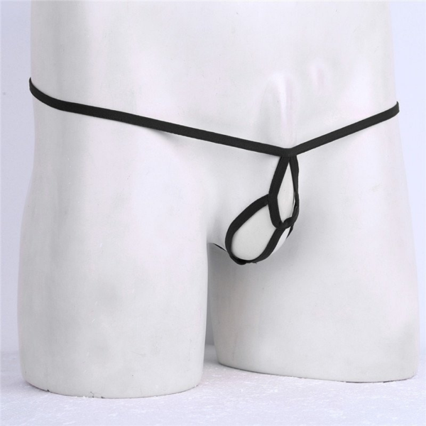 Anel Peniano e Cueca Tanga Fio Dental Masculina Jockstrap Preta - Image 4