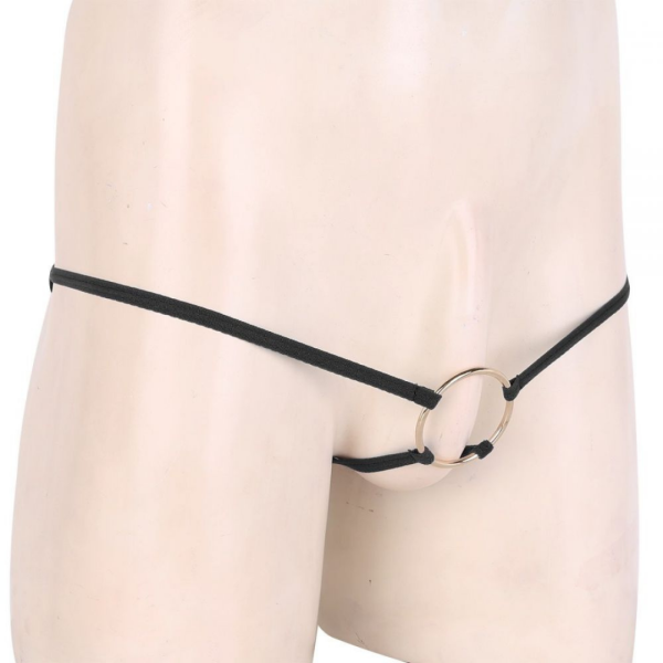Anel Peniano 6 Cm Calcinha Masculina 2 Tiras Elástico Preto
