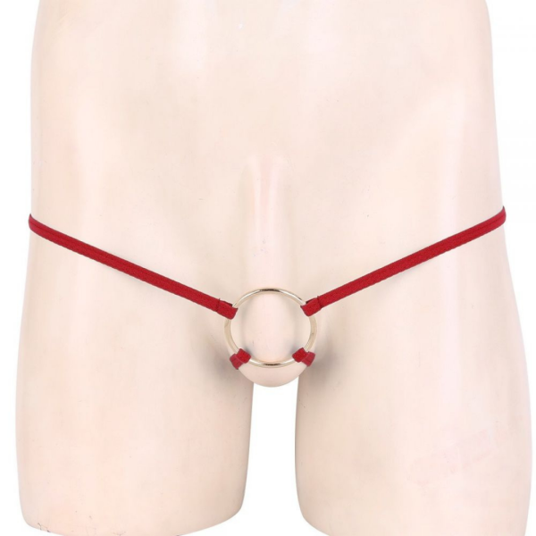 Anel Peniano 6 Cm Calcinha Masculina 2 Tiras Elástico Vermelho