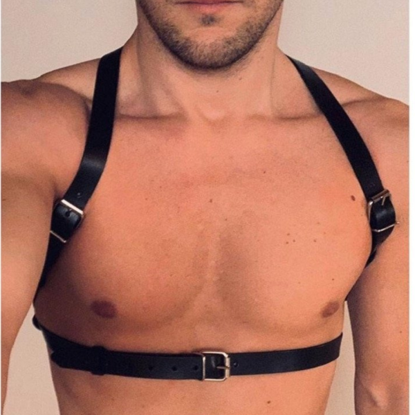 Arnês Arreio Masculino em Couro Vermelho Com Regulagens - Image 4
