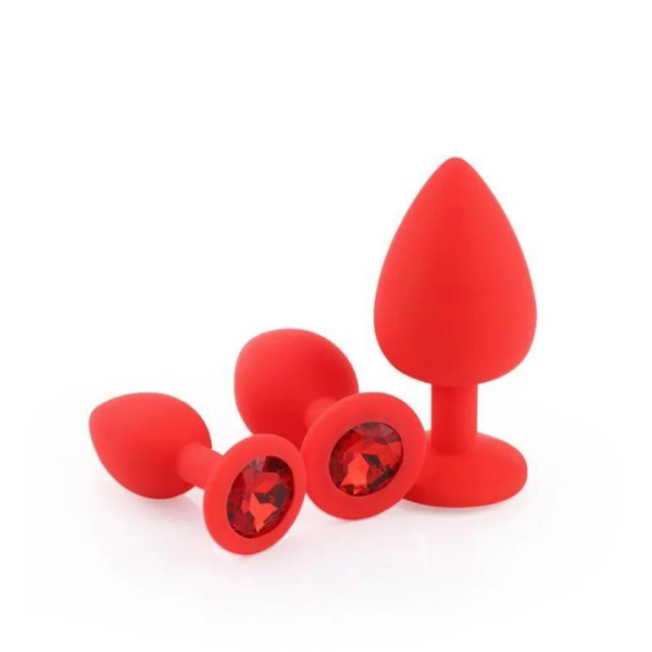 Plug Anal Médio Em Silicone Macio Vermelho Seamless 8x3,5 cm - Image 4