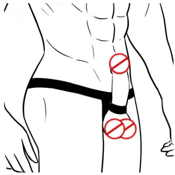 Anel Peniano Com Cinto Jockstrap Masculino Em Elástico Preto - Image 2