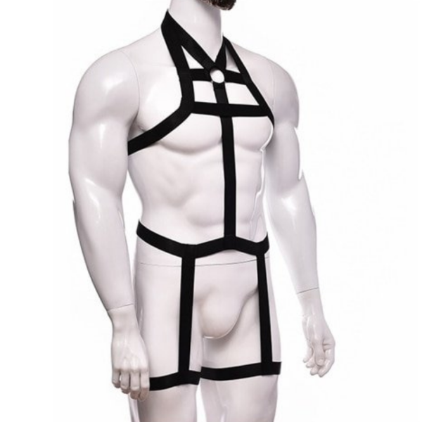Arreio Masculino Em Elástico Preto Arnês Corpo Inteiro - Image 3