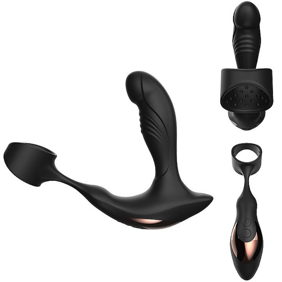 Vibrador Estimulador de Próstata Com Anel Peniano 7 Vibrações 2 Motores - Imagem 6