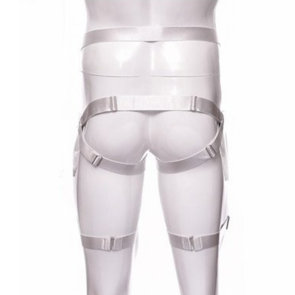 Cinto Arreio Masculino Elástico Branco Com Ajuste e Perneira - Image 2