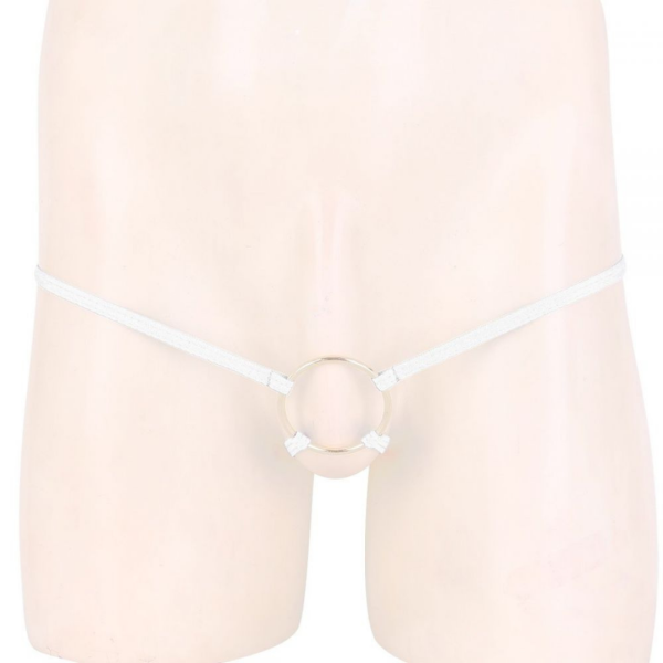Anel Peniano 3,5 Cm Calcinha Masculina 2 Tiras Elástico Branco