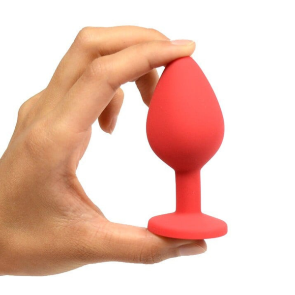 Plug Anal Médio Em Silicone Macio Vermelho Seamless 8x3,5 cm - Image 2
