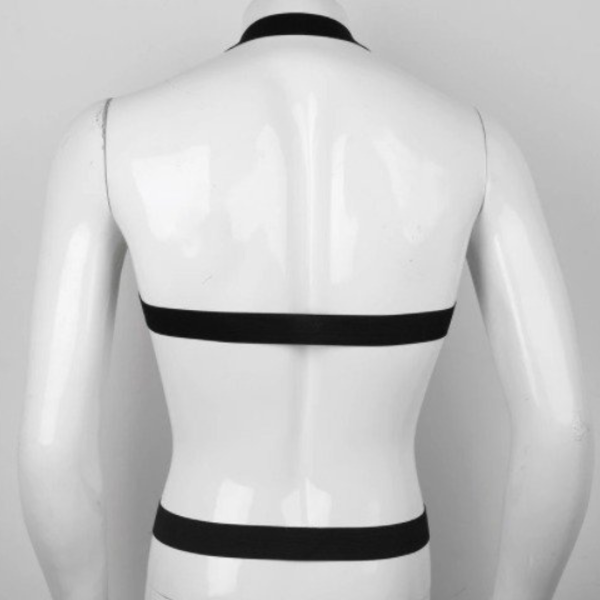 Suspensório Arnês Masculino em Elástico Preto Com Cinto - Image 3