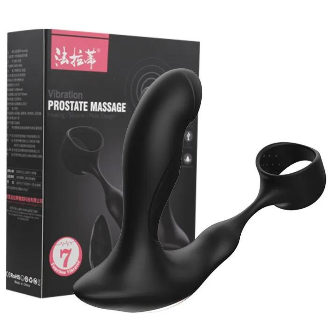 Vibrador Estimulador de Próstata Com Anel Peniano 7 Vibrações 2 Motores