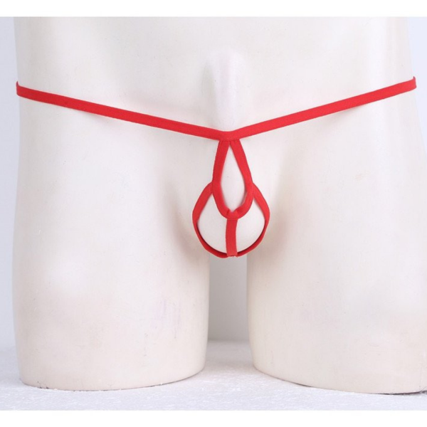 Anel Peniano e Cueca Tanga Fio Dental Masculina Jockstrap Vermelho