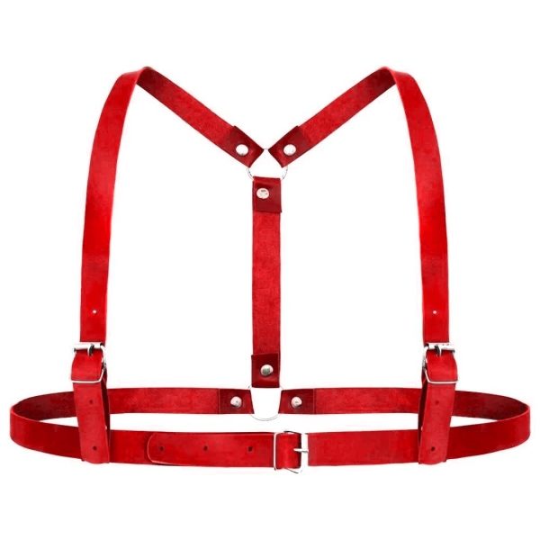 Arnês Arreio Masculino em Couro Vermelho Com Regulagens - Image 2
