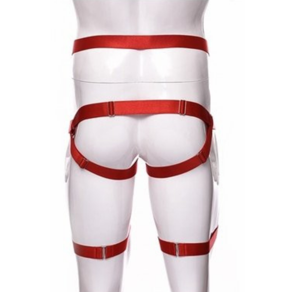Cinto Arreio Masculino Elástico Vermelho Com Ajuste e Perneira - Image 2