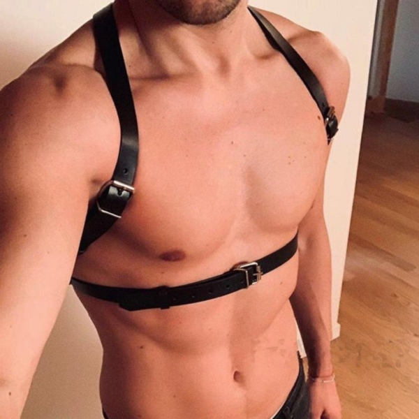 Arnês Arreio Masculino em Couro Branco Com Regulagens - Image 4