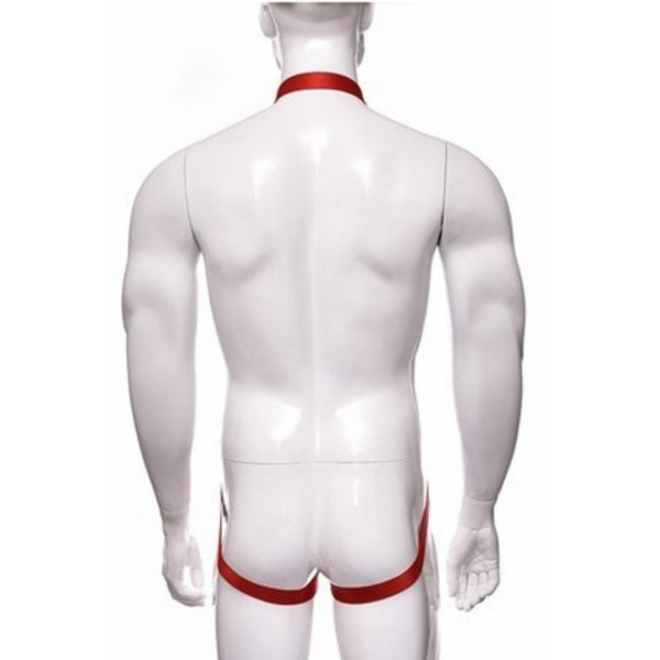 Arreio Arnês Masculino em Elástico Vermelho Com Anel 4,5 Cm Peniano - Image 2