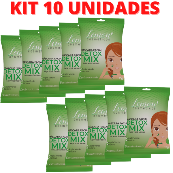 KIT 10 Mascara Facial Desintoxicante Mix Argila Verde Lemon