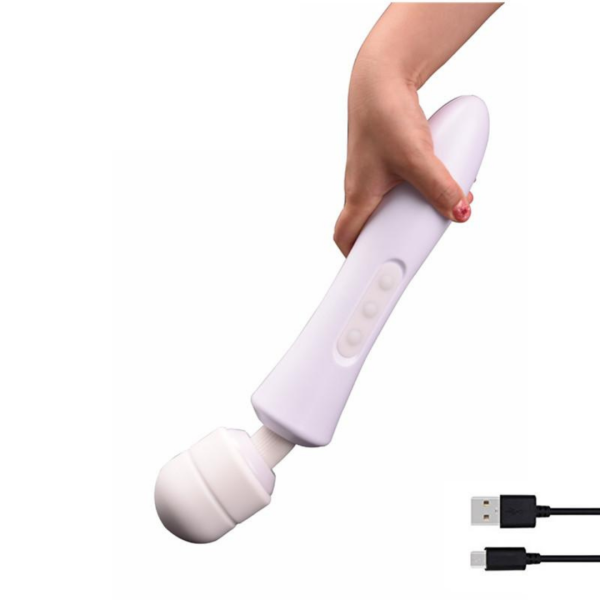Massageador Varinha Mágica Flexível Branca Aveludado USB - Image 3