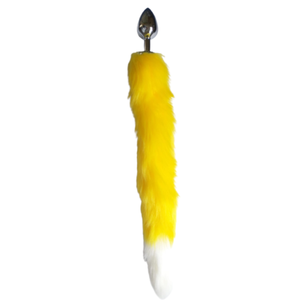 Plug Anal em Alumínio 7cm com Cauda Amarela Ponta Branca - Image 2