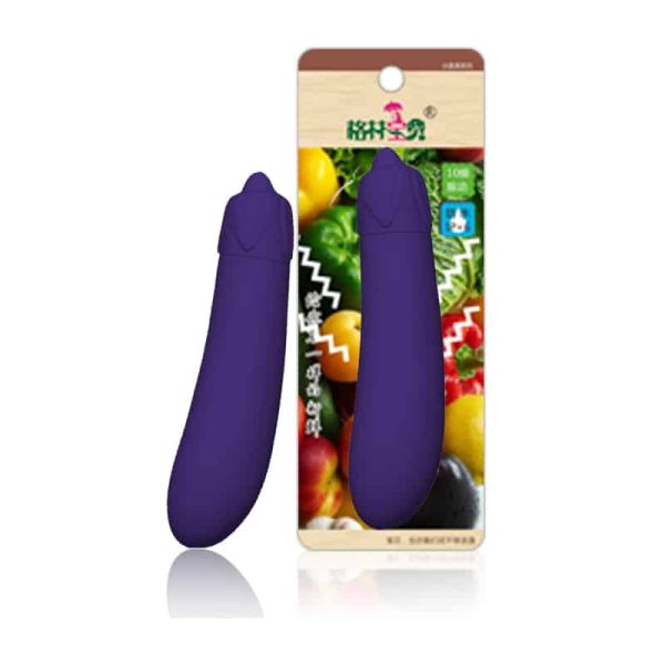 Vibrador no Formato de Beringela com Vibração Única a Pilha